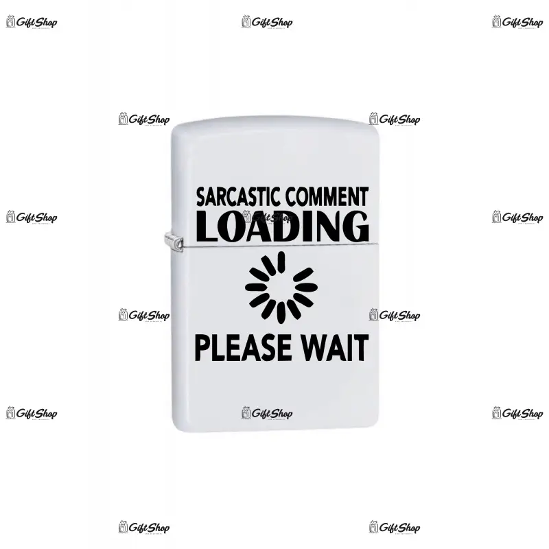 Sarcastic comment loading, bricheta metalica gravata laser cu mesaj